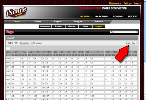 iScore Baseball FAQ - How can I import cumulative team stats from other sources? | iScore Sports